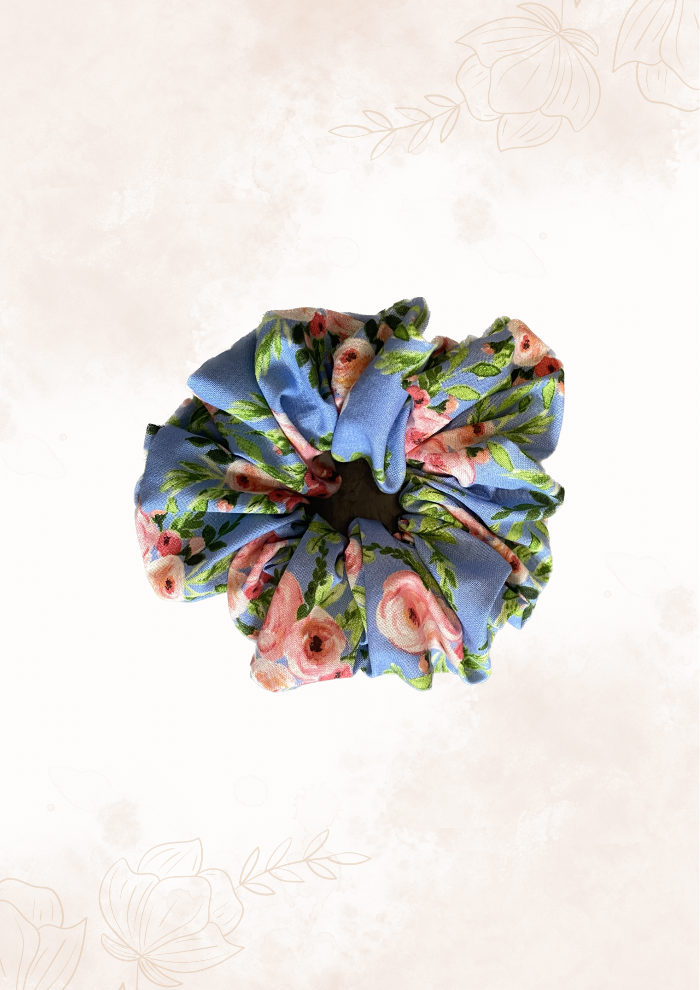 Baby Blue Floral Scrunchie