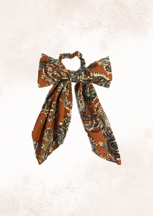 Orange Floral hair blow tie
