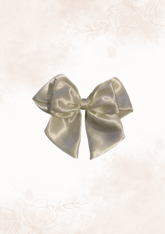 White Satin Hair Bow Clip