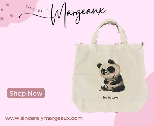 Panda Bear Be Brave Tote Bag