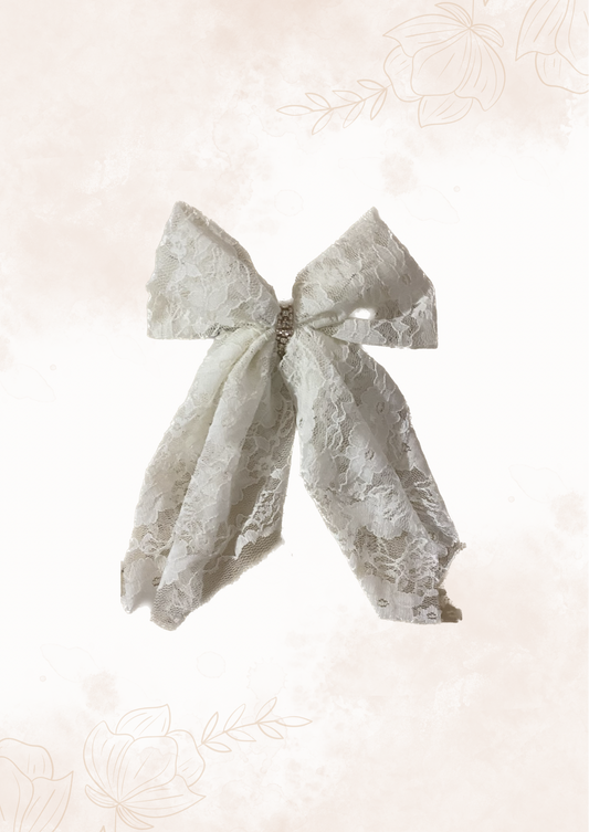 Sparkly Lace Hair Bow Clip