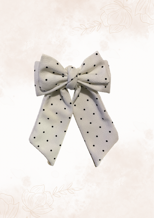 Hair Bow French Barrette Polka Dots