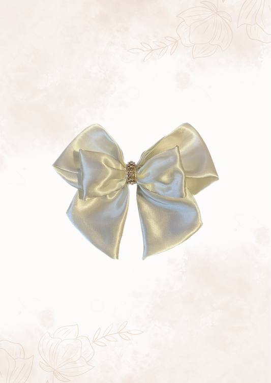 Sparkling white satin Hair Bow Clip