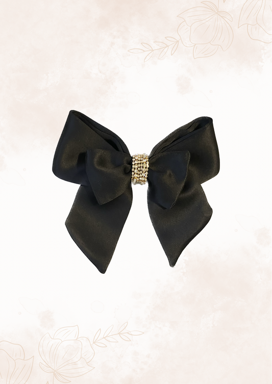 Sparkling black hair bow clip