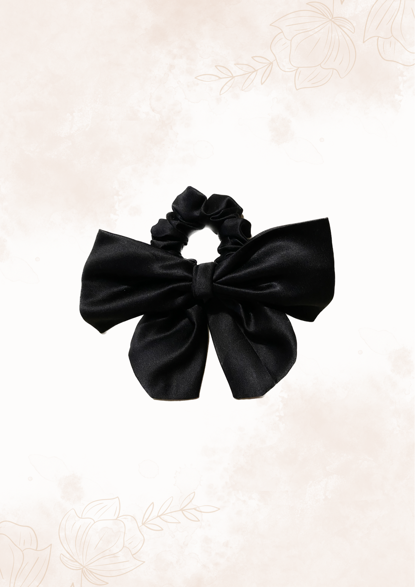 Black satin hair bow