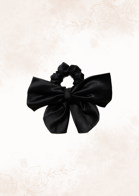 Black satin hair bow