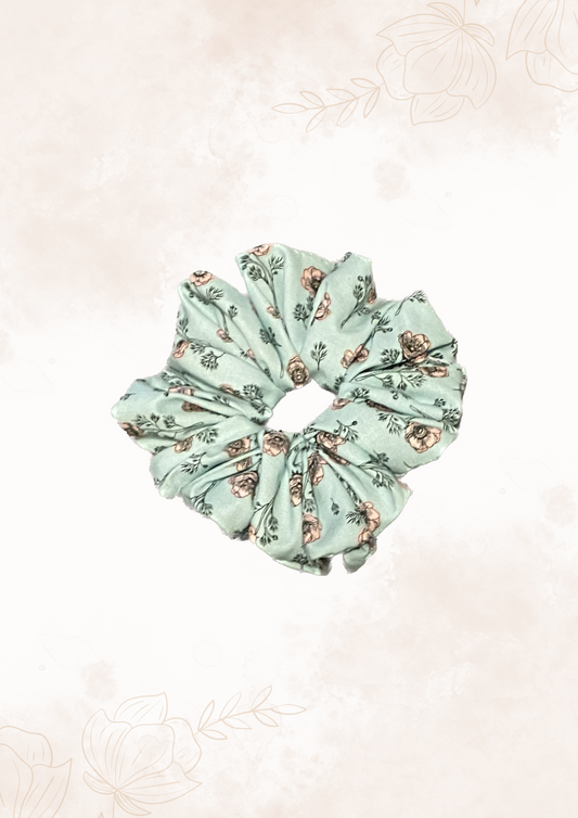 Floral green Scrunchie