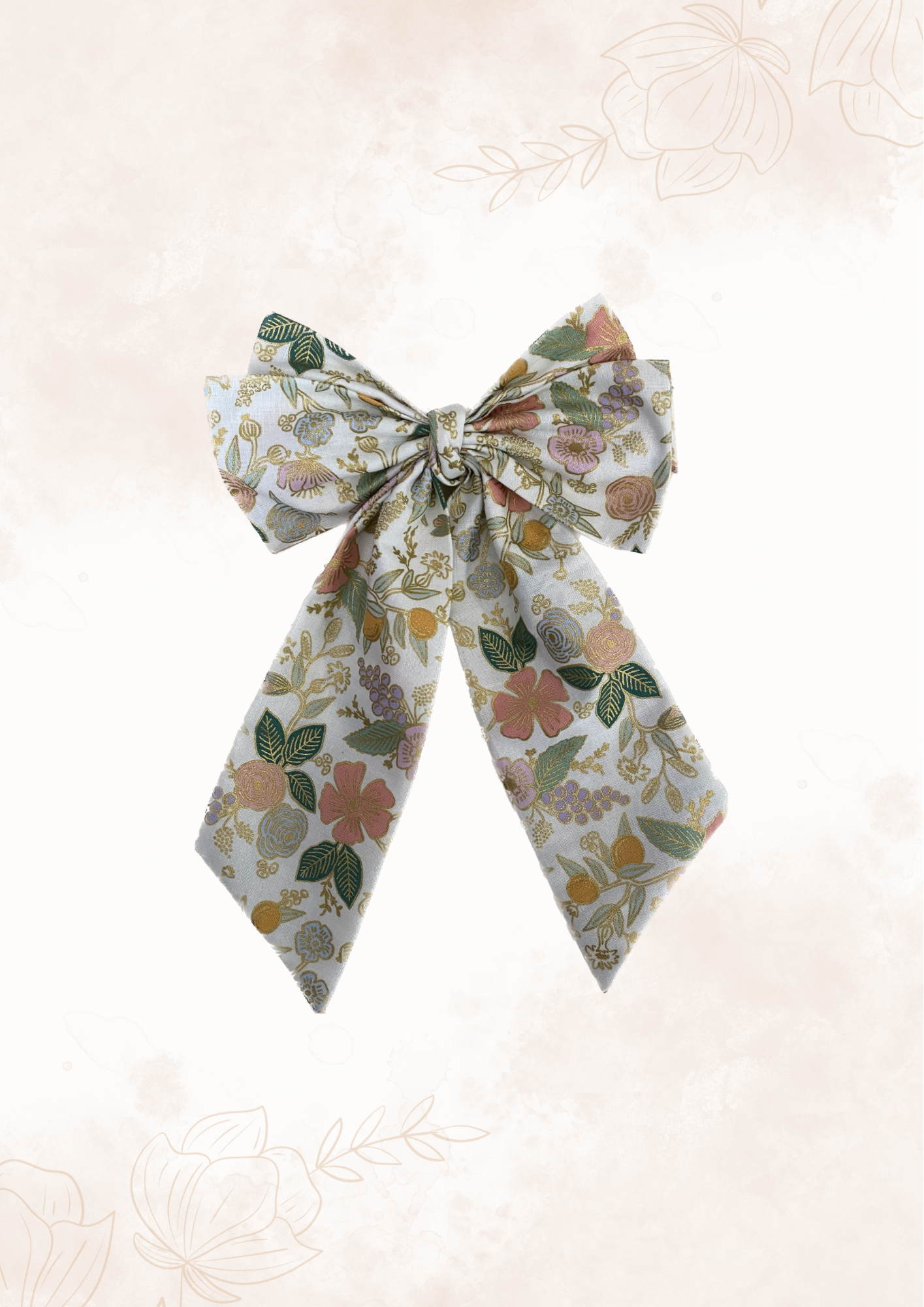 Ivory Floral Hair Bow French Barrette Clip